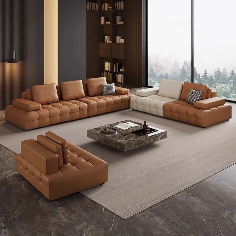 3-piece leather sofa set طقم كنب جلد 3 قطع