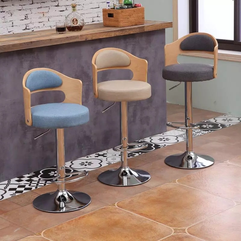 Bar chair (1) كرسي بار خشب مرتفع