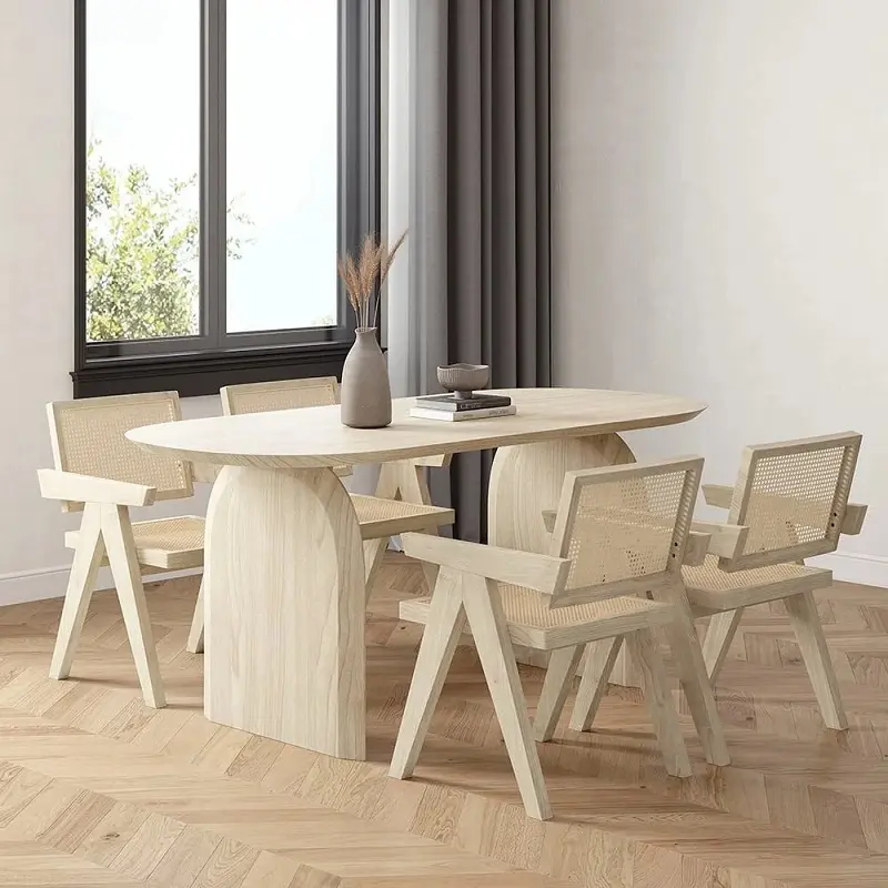 Dining table (2) طاولة طعام خشب بتصميم اسكندافي