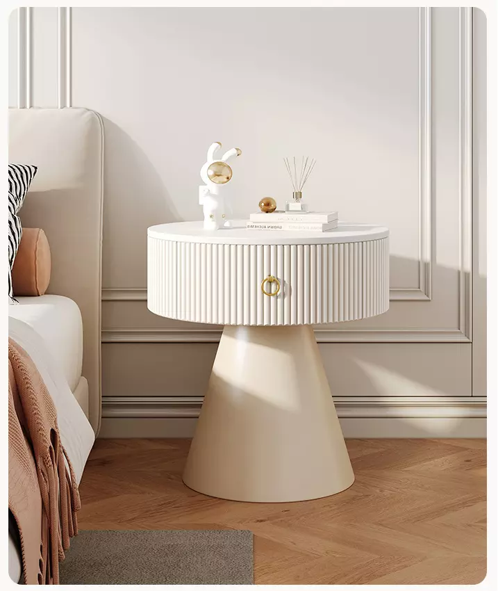 Side table (2) طاولة جانبية للسرير دائرية بقاعدة مميزة