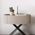 ⁦طاولة سرير حديثة بتصميم بيضاوي⁩ - الصورة ⁦2⁩