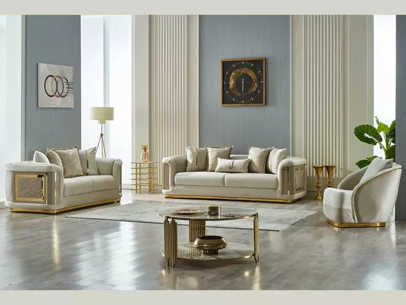 Sofa set with the best luxurious materials طقم كنب ثلاثي