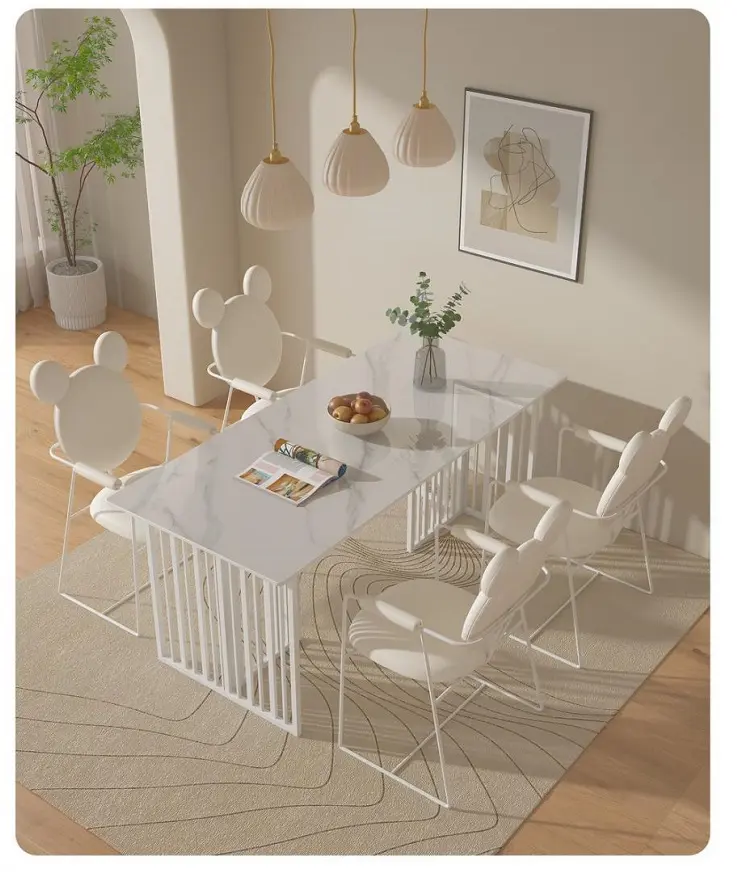 Dining table (8) طاولة طعام مع كراسي بتصميم فرنسي